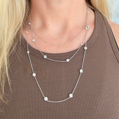 KAYLA silver or gold long CZ necklace